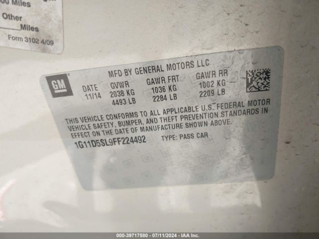 1G11D5SL9FF224492 Chevrolet MALIBU 2LT