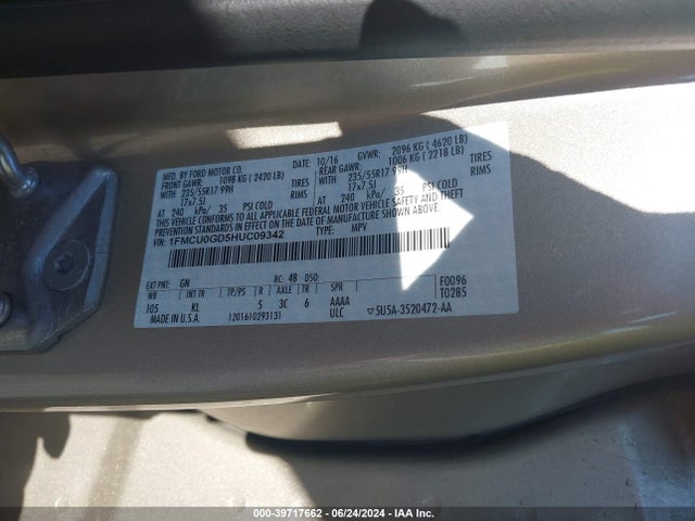 Ford ESCAPE SE 2017 1FMCU0GD5HUC09342 Image 9