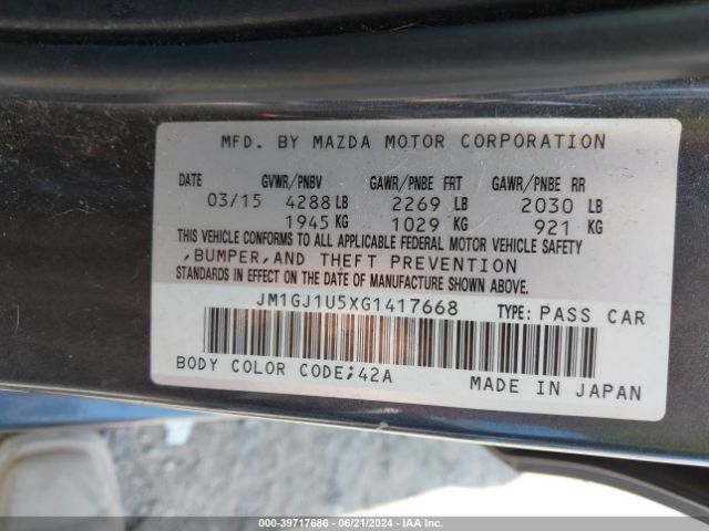 JM1GJ1U5XG1417668 Mazda Mazda6 I Sport