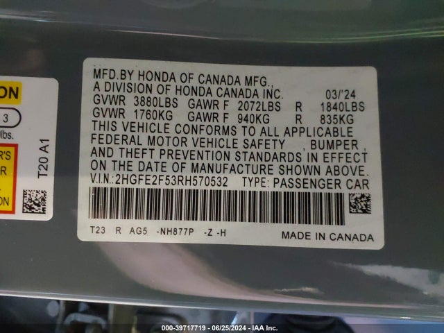 Honda Civic Sport 2024 2HGFE2F53RH570532 Image 9