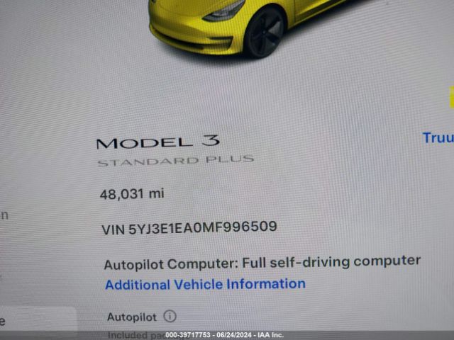 5YJ3E1EA0MF996509 Tesla Model 3 Standard Range Plus Rear-wheel Drive