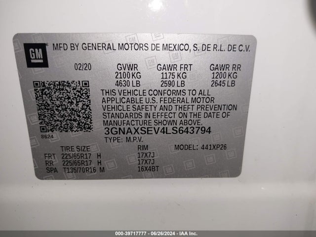 Chevrolet Equinox Awd Ls 2020 3GNAXSEV4LS643794 Image 9