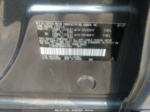Toyota Rav4 Xle 2017 2T3WFREV8HW392864 Image 9