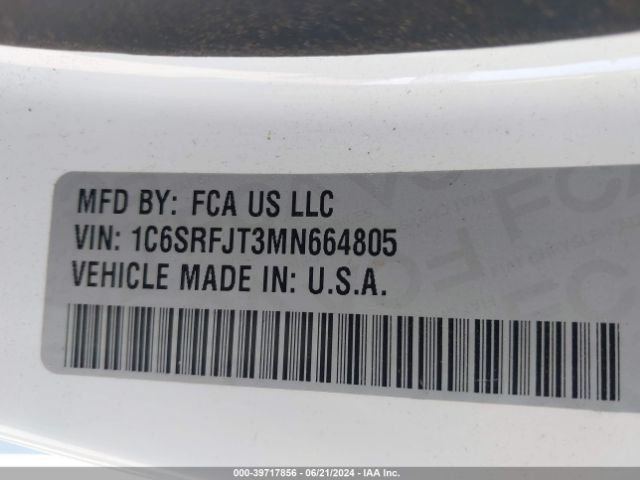 1C6SRFJT3MN664805 RAM 1500 Laramie  4x4 5'7 Box