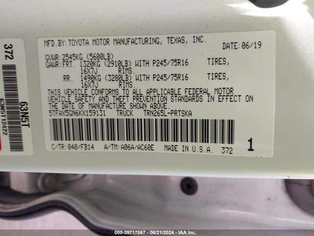Toyota Tacoma Sr 2019 5TFAX5GN6KX159131 Image 9