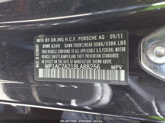 2011 PORSCHE CAYENNE WP1AC2A21BLA88256 Photo 8
