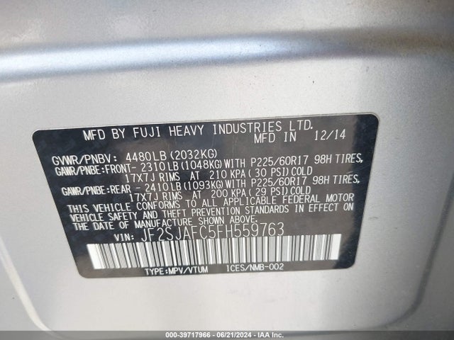 Subaru Forester 2.5i Premium 2015 JF2SJAFC5FH559763 Image 9