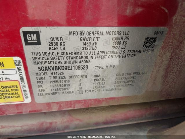5GAKVBKD9EJ108528 Buick Enclave Leather
