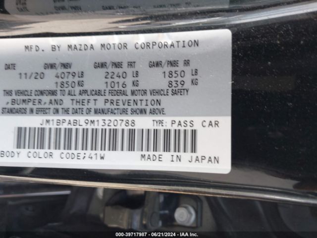JM1BPABL9M1320788 Mazda Mazda3 Select