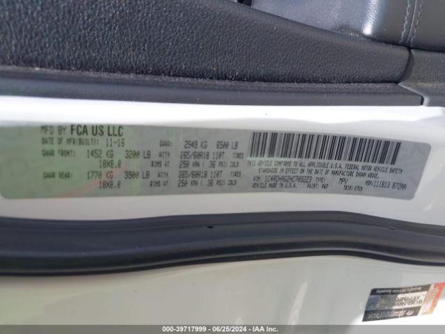 1C4RDHAG2HC709223 Dodge Durango Sxt Rwd