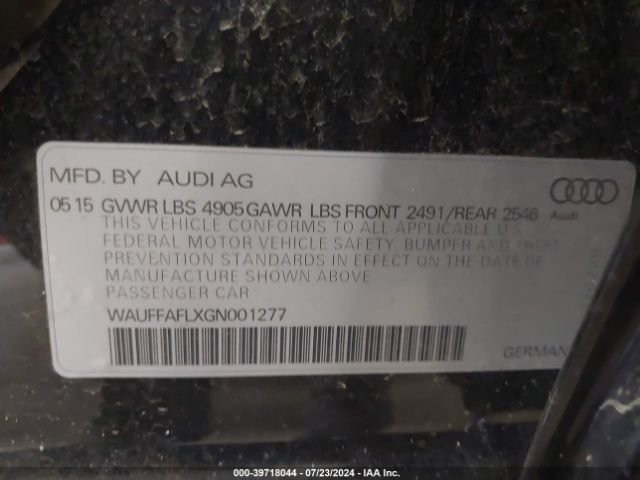 WAUFFAFLXGNOO1277 Audi A4 2.0t Premium