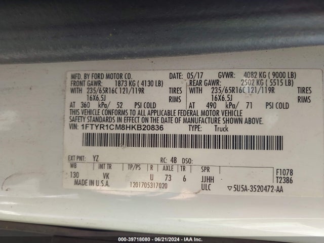 Ford Transit-250 2017 1FTYR1CM8HKB20836 Image 9