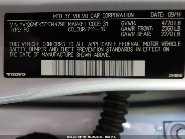 YV126MFK5F1344296 Volvo S60 T5 Premier