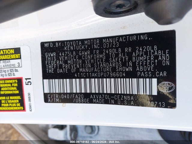 Toyota CAMRY LE 2023 4T1C11AK0PU796604 Image 9