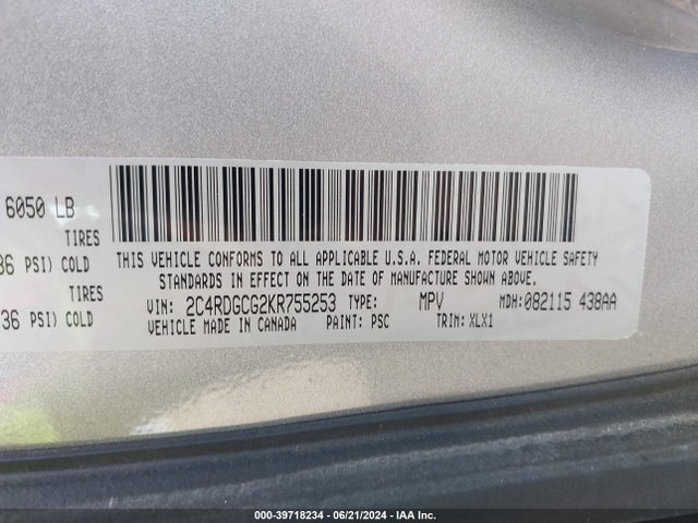 Dodge Grand Caravan Sxt 2019 2C4RDGCG2KR755253 Image 9