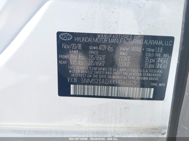 Hyundai Santa Fe Se 2019 5NMS23ADXKH066029 Image 9