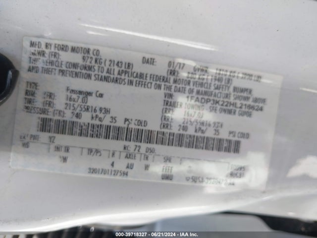 Ford FOCUS SE 2017 1FADP3K22HL216624 Image 9