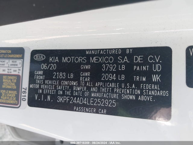 KIA Forte Lxs 2020 3KPF24AD4LE252925 Image 9