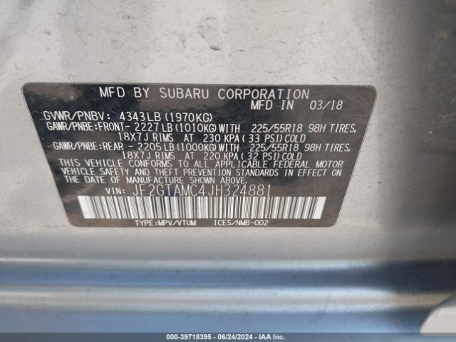JF2GTAMC4JH324881 Subaru Crosstrek 2.0i Limited
