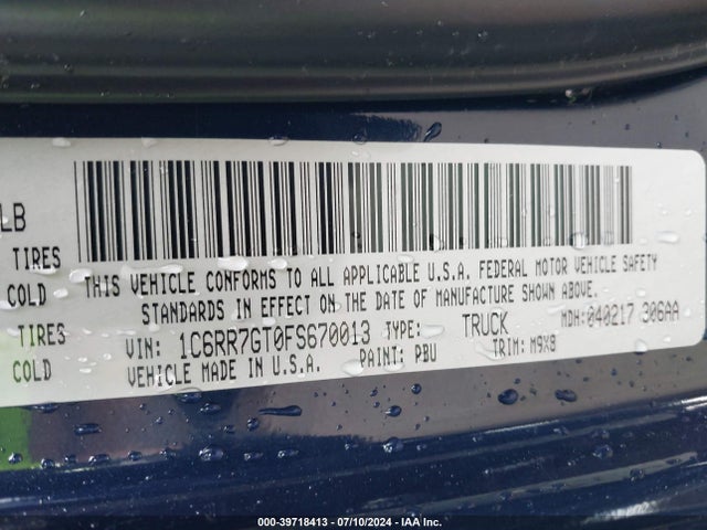 1C6RR7GT0FS670013 RAM 1500 Big Horn