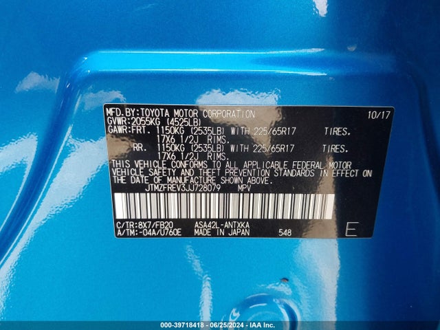 Toyota RAV4 LE 2018 JTMZFREV3JJ728079 Image 9