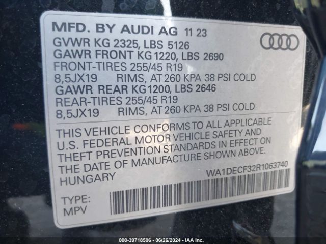 WA1DECF32R1063740 Audi Q3 Premium 45 Tfsi S Line Quattro Tiptronic