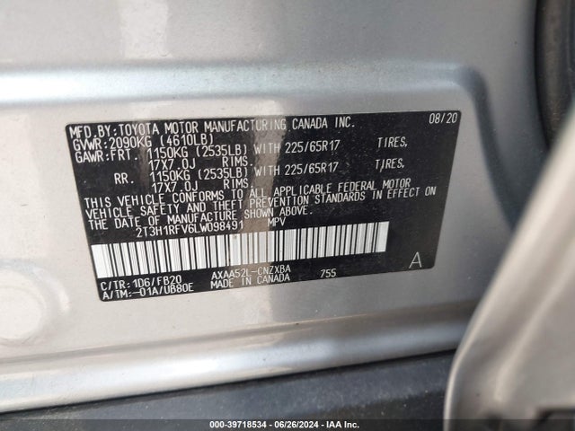 Toyota RAV4 LE 2020 2T3H1RFV6LW098491 Image 9