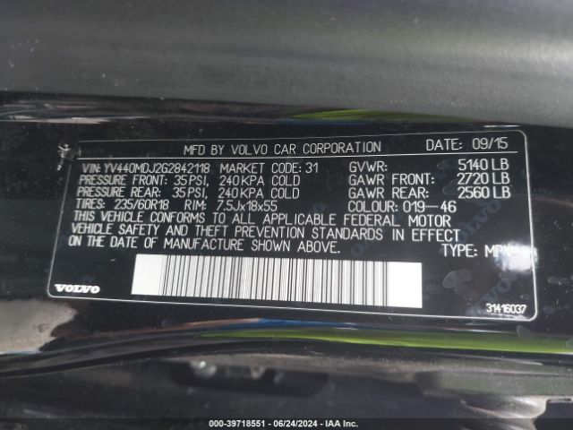 YV440MDJ2G2842118 Volvo Xc60 T5 Drive-e