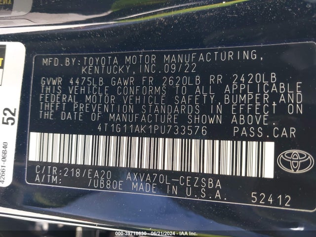 Toyota CAMRY SE 2023 4T1G11AK1PU733576 Image 9