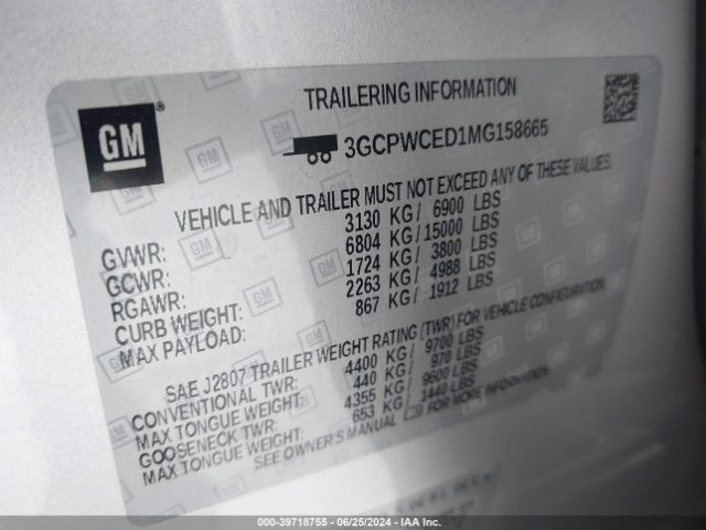 3GCPWCED1MG158665 Chevrolet Silverado 1500 2wd  Short Bed Lt