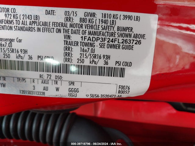 Ford FOCUS SE 2015 1FADP3F24FL263726 Image 9