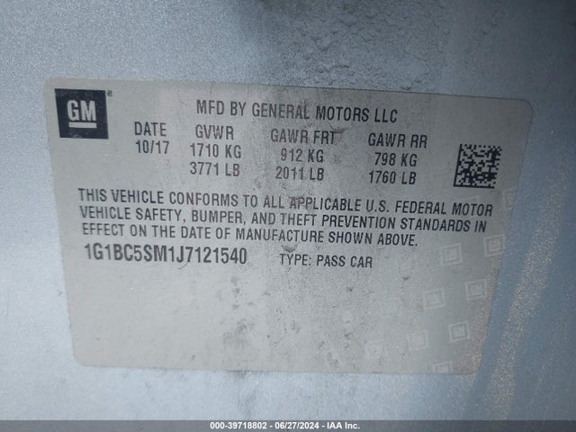 Chevrolet Cruze Ls Auto 2018 1G1BC5SM1J7121540 Image 9