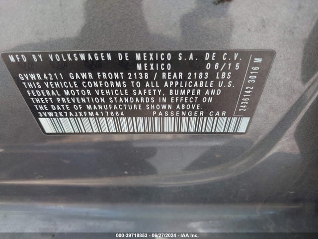 3VW2K7AJXFM417664 Volkswagen Jetta 2.0l S