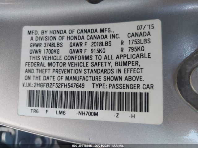 2HGFB2F52FH547649 Honda Civic Lx