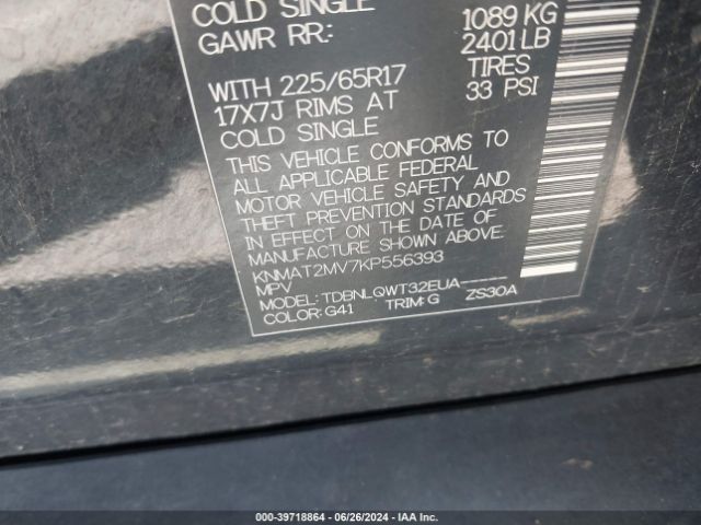 2019 NISSAN ROGUE KNMAT2MV7KP556393 Photo 8