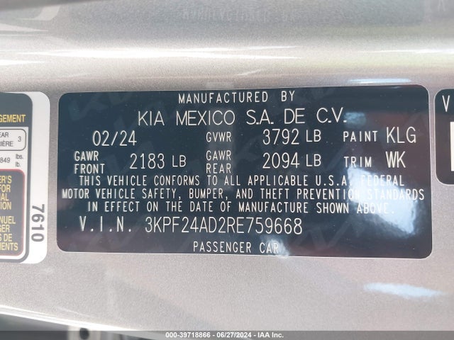 KIA Forte Lxs 2024 3KPF24AD2RE759668 Image 9