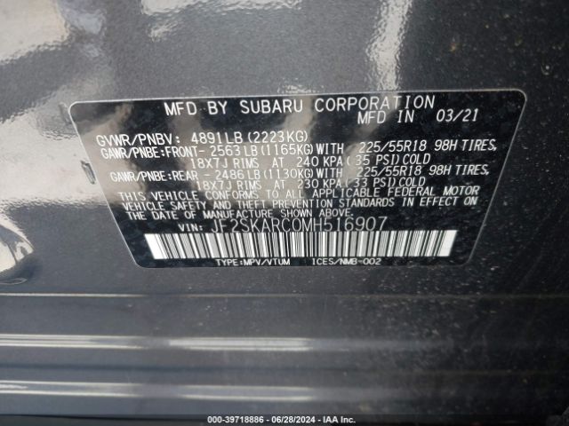 JF2SKARC0MH516907 Subaru Forester Sport