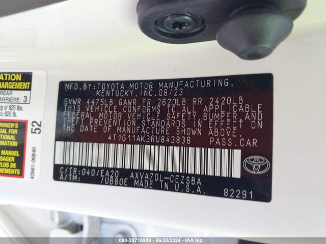 Toyota CAMRY SE 2024 4T1G11AK3RU843838 Image 9