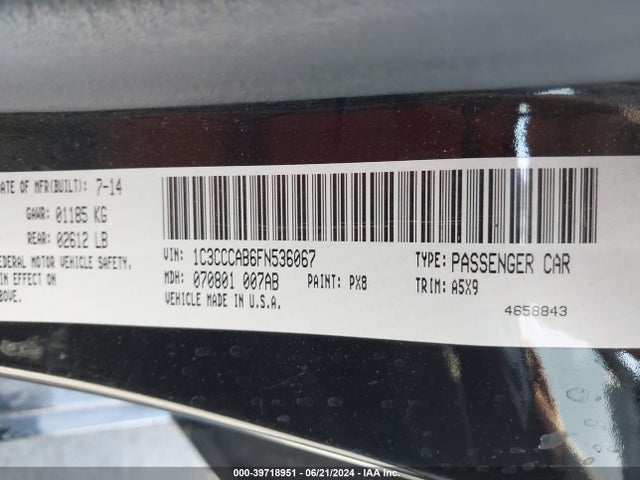 1C3CCCAB6FN536067 Chrysler 200 Limited