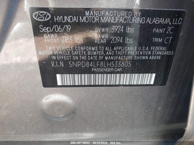 Hyundai ELANTRA SEL 2020 5NPD84LF8LH533805 Image 9