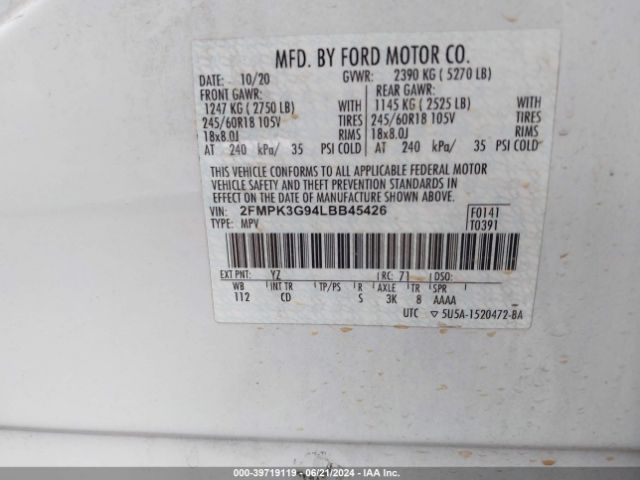 2FMPK3G94LBB45426 Ford EDGE SE