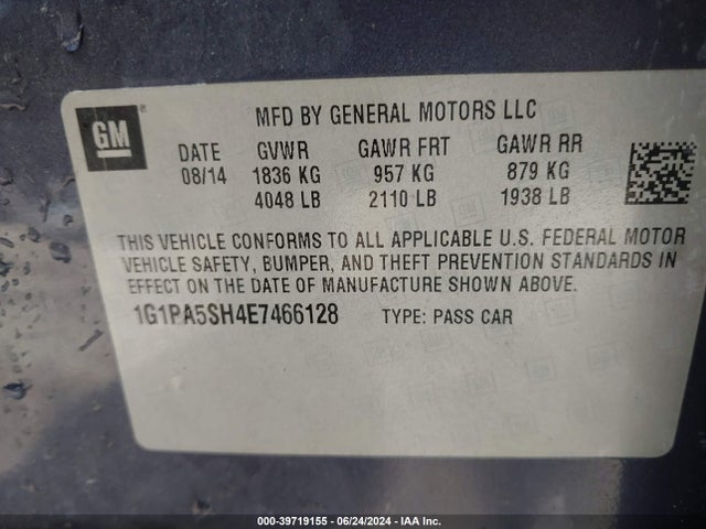 Chevrolet Cruze Ls Auto 2014 1G1PA5SH4E7466128 Image 9