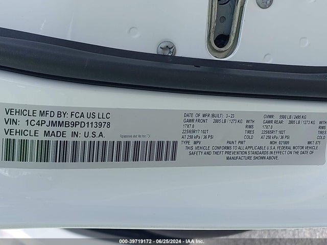 1C4PJMMB9PD113978 Jeep Cherokee Altitude Lux 4x4