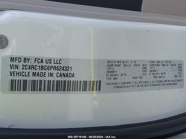 2C4RC1BG6PR624321 Chrysler Pacifica Touring L