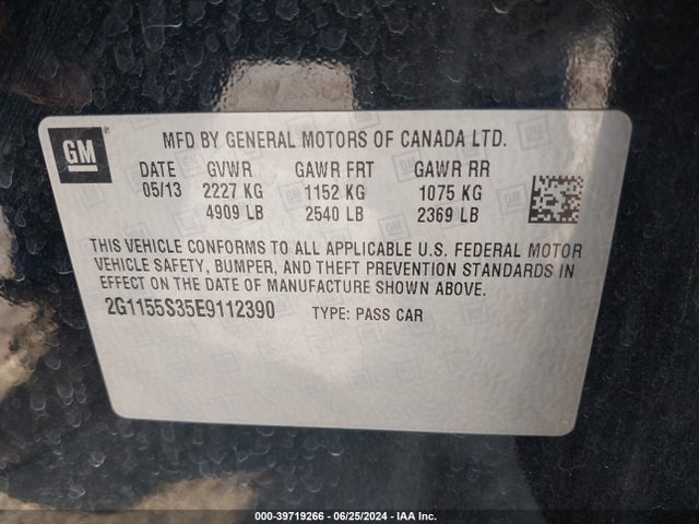 Chevrolet IMPALA 2LZ 2014 2G1155S35E9112390 Image 9