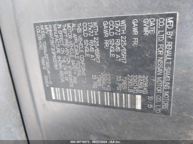 KNMAT2MT2GP613783 Nissan ROGUE S