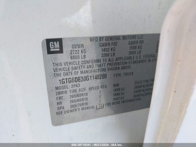 1GTG6DE30G1148208 GMC CANYON SLT