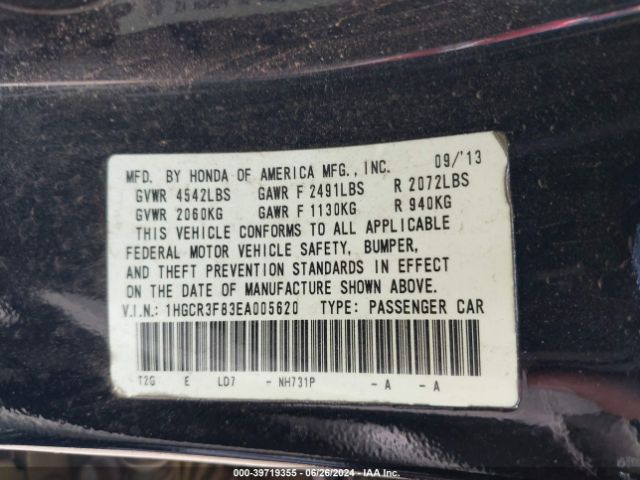 1HGCR3F83EA005620 Honda Accord Ex-l V-6
