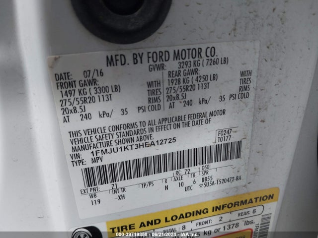 Ford Expedition Limited 2017 1FMJU1KT3HEA12725 Image 9