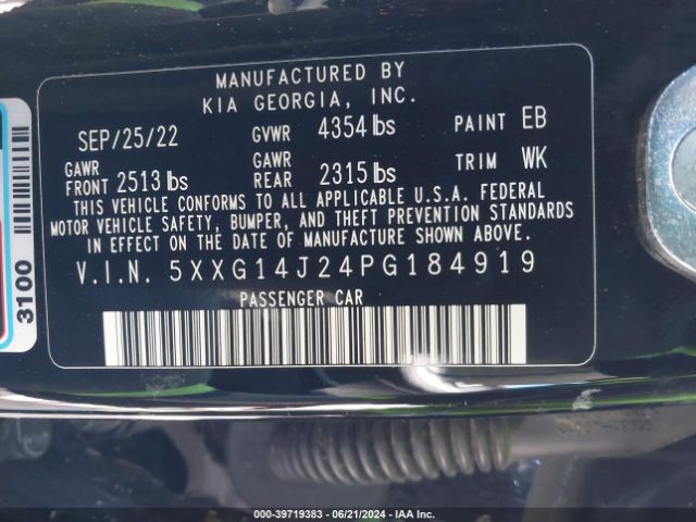 5XXG14J24PG184919 KIA K5 LXS